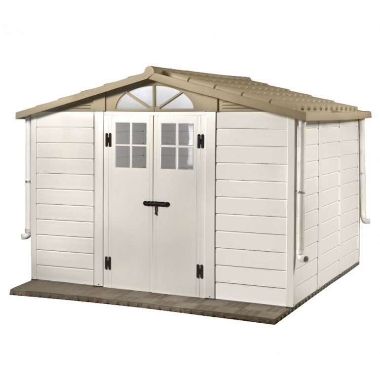 Casetta da Giardino in Resina Tuscany Evo 280 con Pavimentazione inclusa, colore Beige, 261x309x225h cm