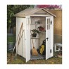 Casetta da Giardino in Resina Tuscany Evo 120 con 2 porte centrali e Pavimentazione inclusa, colore Beige, 137x144x214h cm