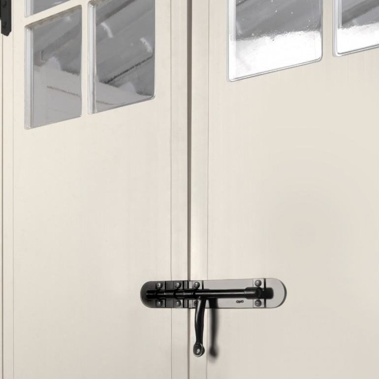 Casetta da Giardino in Resina Tuscany Evo 120 con 2 porte centrali e Pavimentazione inclusa, colore Beige, 137x144x214h cm