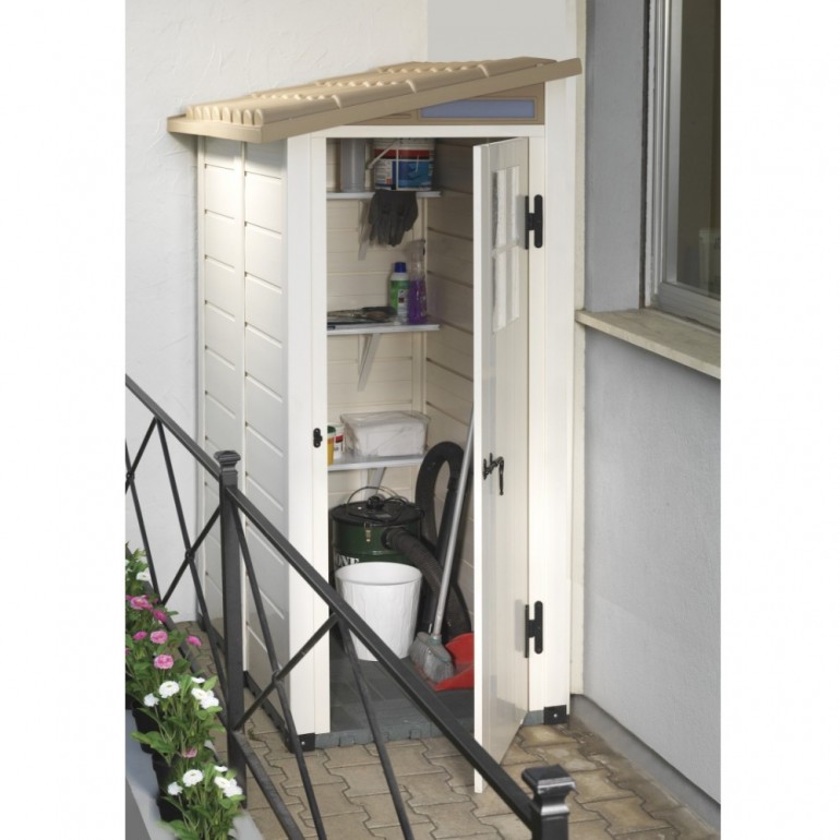 Tuscany Evo 100.1 addossata Casetta da Giardino Beige in resina  139x95x201h cm con Pavimentazione inclusa