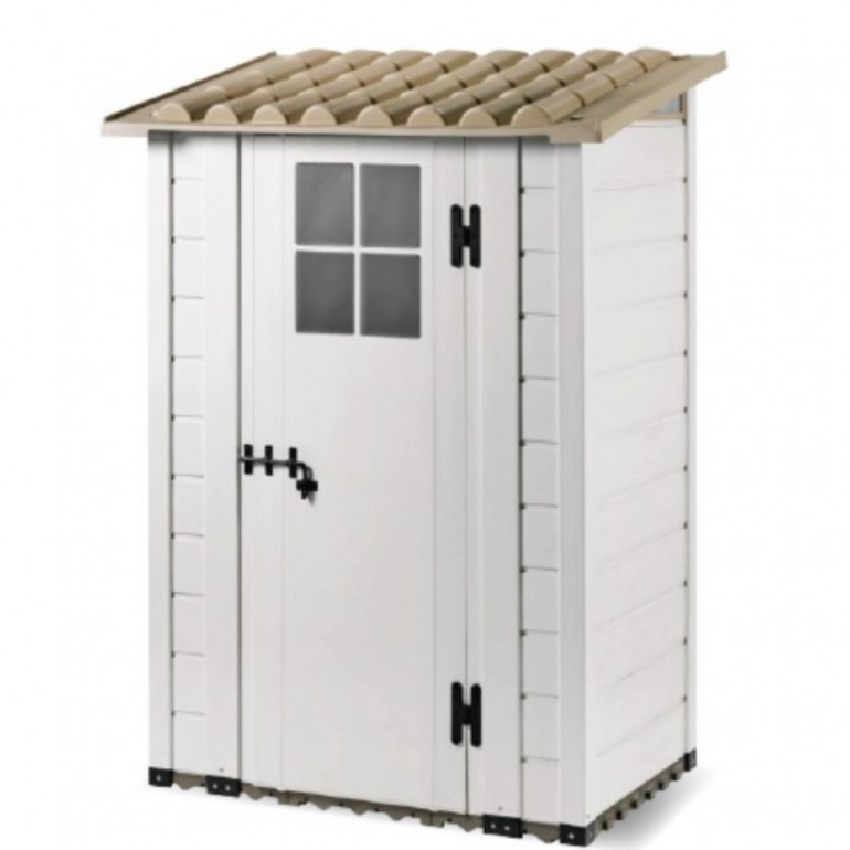 Tuscany Evo 100 Una Porta centrale Casetta da Giardino Beige in resina  95x139x201h cm con Pavimentazione inclusa