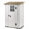 Casetta da Giardino in Resina Tuscany Evo 100 con 1 porta centrale e Pavimentazione inclusa, colore Beige, 95x139x201h cm