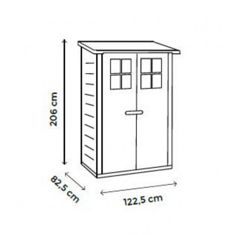 Casetta da Giardino in Resina Tuscany Evo 100 con 2 porte centrali e Pavimentazione inclusa, colore Beige, 95x139x201h cm