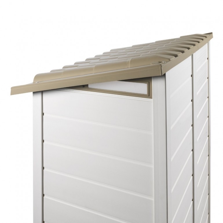 Casetta da Giardino in Resina Tuscany Evo 100 con 2 porte centrali e Pavimentazione inclusa, colore Beige, 95x139x201h cm