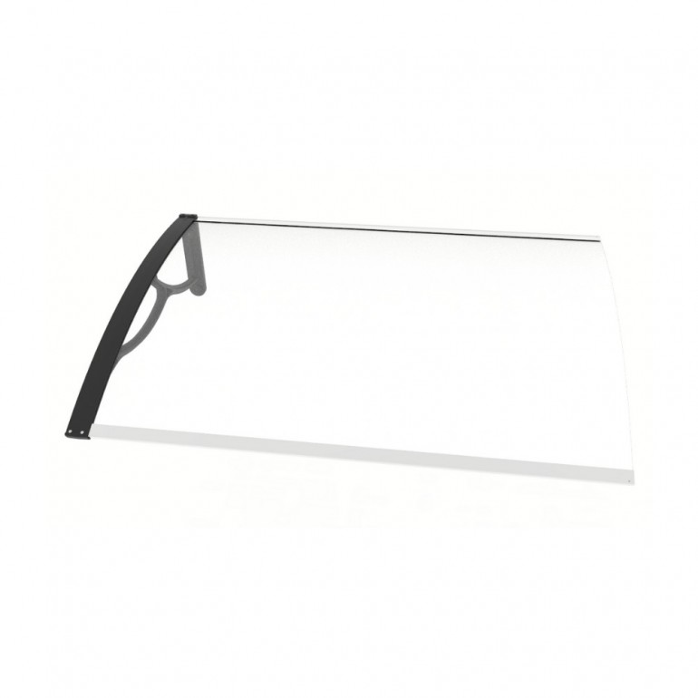 Pensilina Elite Kit con braccia nere e lastra trasparente, 100x80x28 cm