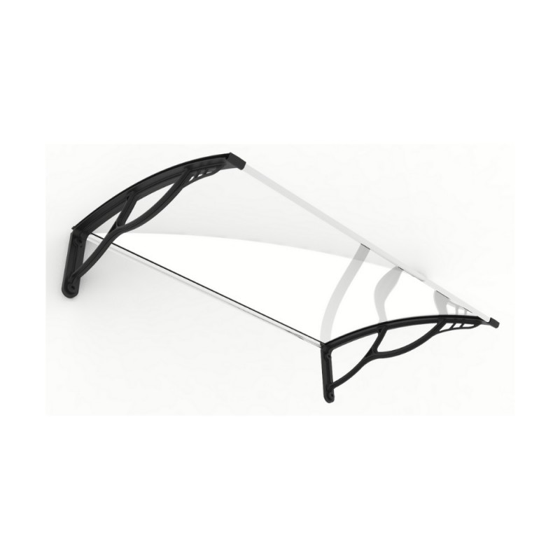 Pensilina ABS 100x60cm - Copertura In Policarbonato Trasparente, Supporto Nero - Foto 1