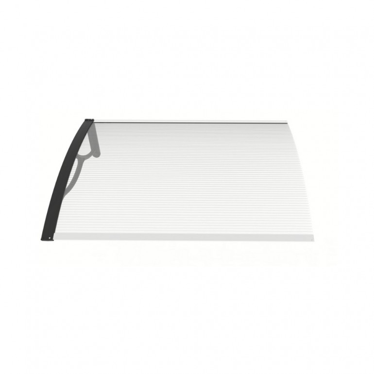 Pensilina Eco Kit con braccia nere e lastra trasparente, 100x80x28 cm