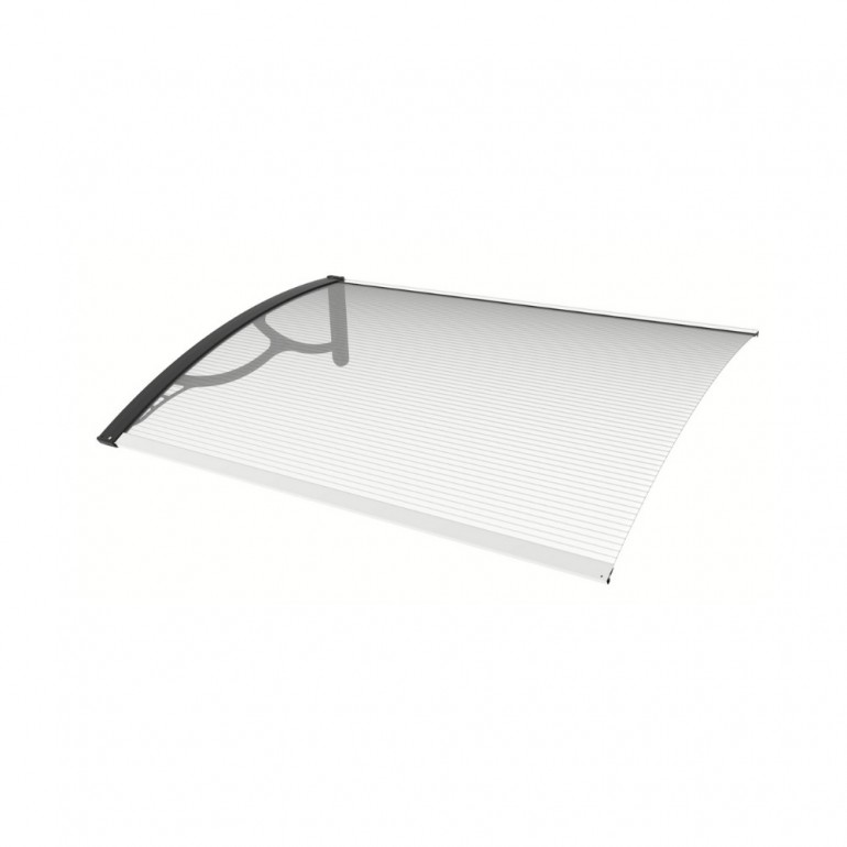 Pensilina Eco Kit con braccia nere e lastra trasparente, 100x80x28 cm