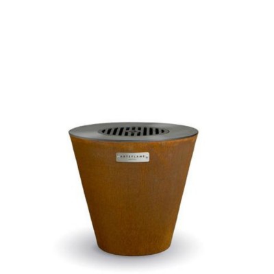 Arteflame One20 bbq e braciere in acciaio corten, con piastra di cottura in ghisa da 51 cm, altezza totale 53 cm