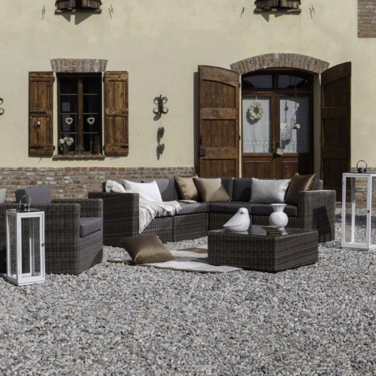 Poltrona angolare set DILETTA, colore marrone