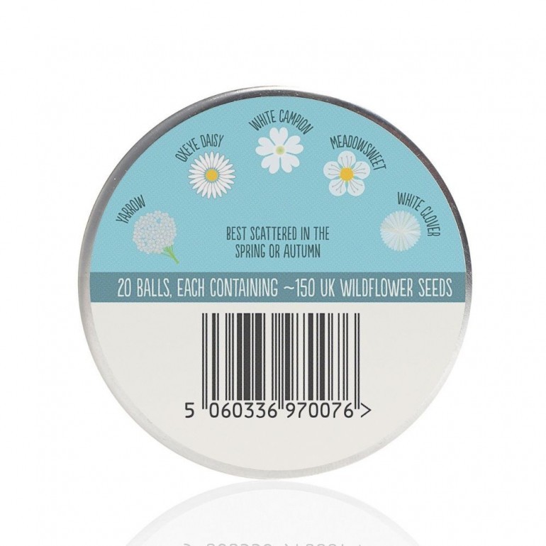 Prato Nuvola Mix Seed balls - Mix di tantissimi fiori di campo di colore bianco. Facilissimo da usare e coltivare