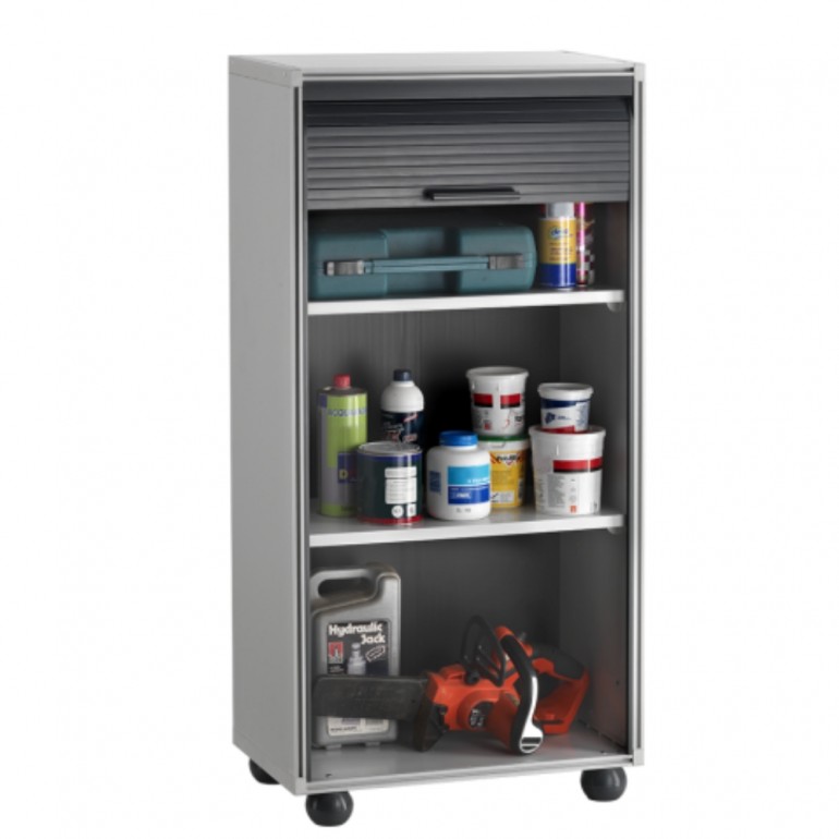 Armadio modulare salvaspazio MODULAR 120 in PVC 62,5x35x120h cm Grigio con serranda scorrevole