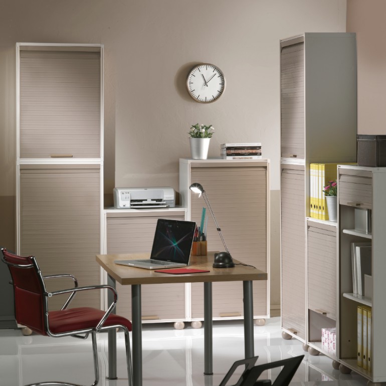 Armadio modulare salvaspazio MODULAR 80 in PVC 62,5x35x84,5h cm Beige con serranda scorrevole