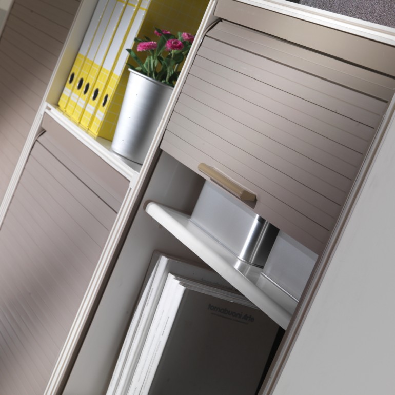 Armadio modulare salvaspazio MODULAR 80 in PVC 62,5x35x84,5h cm Beige con serranda scorrevole