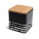 CUBE Rusty fire basket, grill and stool, include cooking grate and bamboo board