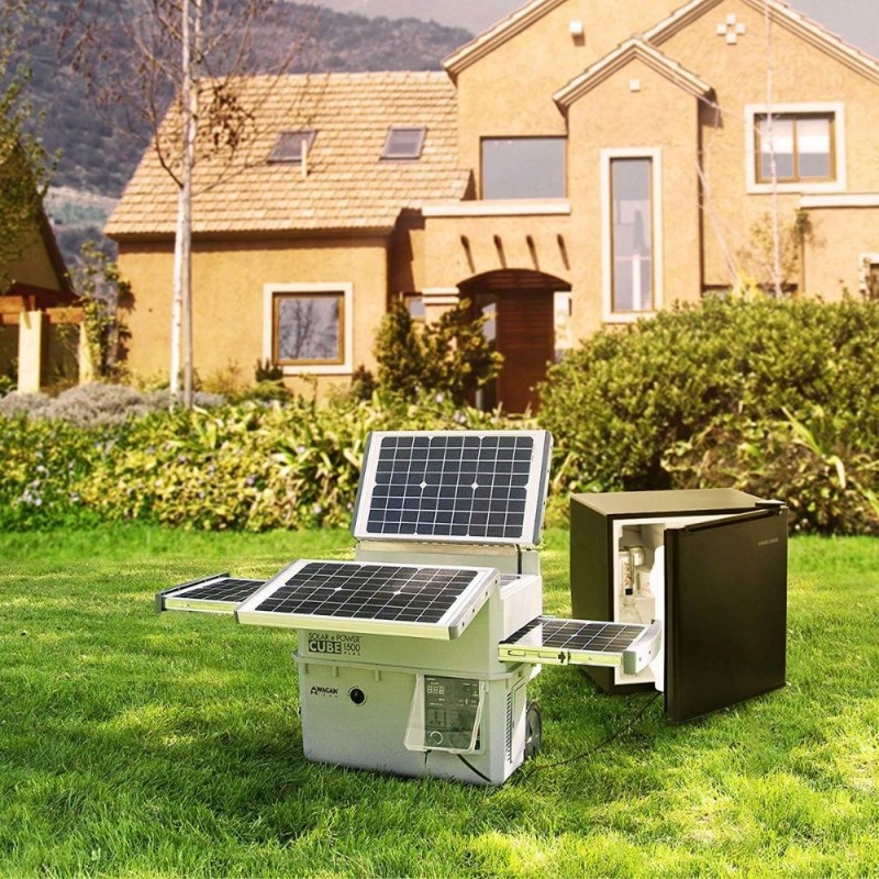 Generatore Solare Portatile con 5 pannelli solari 53x53x57h cm 1500W 100Ah  a Batteria 4000 mAh