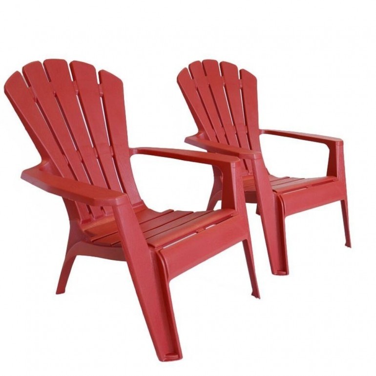 Sedia in plastica grande da giardino e terrazzo Adirondack King colore Rosso o Beige in stile americano