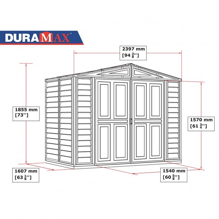 Casetta in PVC Duramate 8'x6' Duramax da giardino e cortile 161 x 240 x 185,5 cm di colore beige/avorio