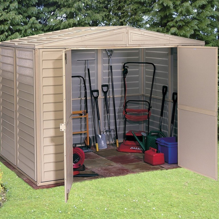 Casetta in PVC Duramate 8'x6' Duramax da giardino e cortile 161 x 240 x 185,5 cm di colore beige/avorio