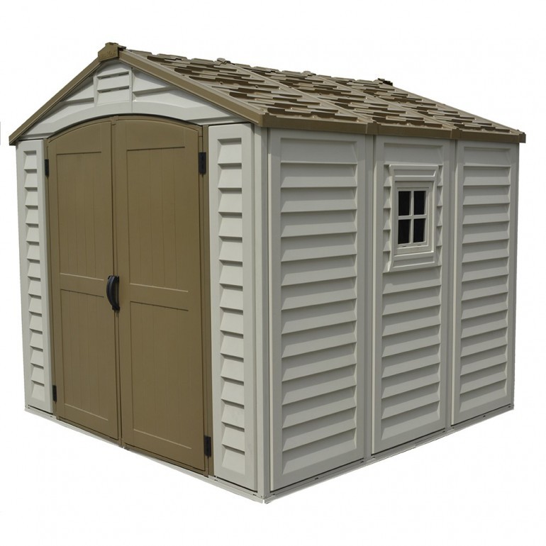 Casetta in PVC Ezooza Duraplus 8'x8' Duramax da giardino e cortile 240 x 247 x 235 cm colore grigio e marrone