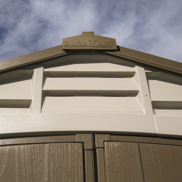 Casetta in PVC Ezooza Duraplus 8'x8' Duramax da giardino e cortile 240 x 247 x 235 cm colore grigio e marrone