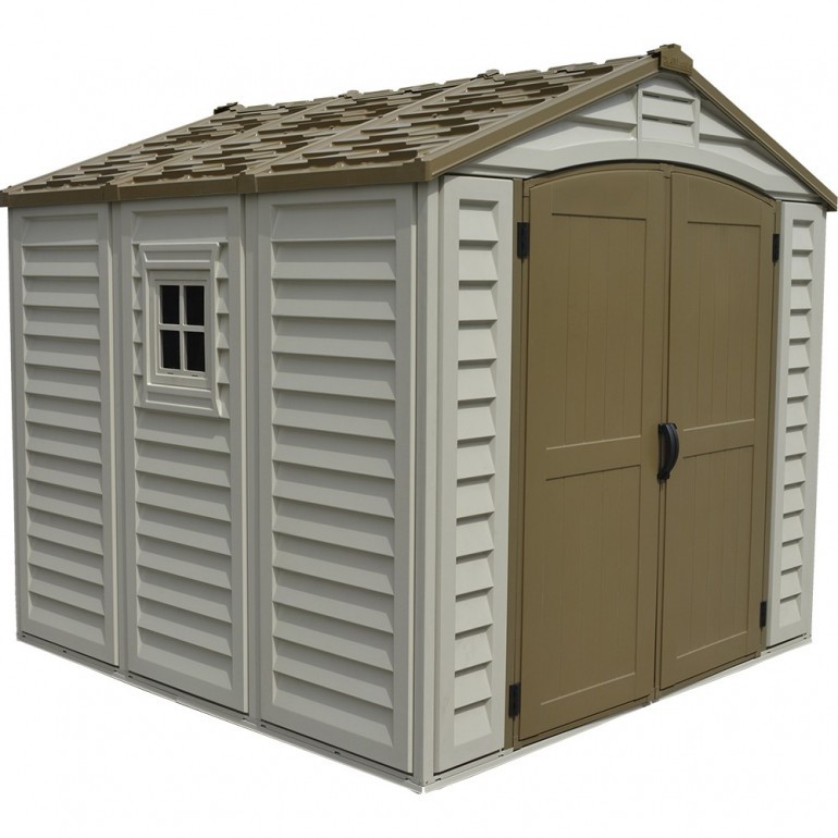 Casetta in PVC Ezooza Duraplus 8'x8' Duramax da giardino e cortile 240 x 247 x 235 cm colore grigio e marrone