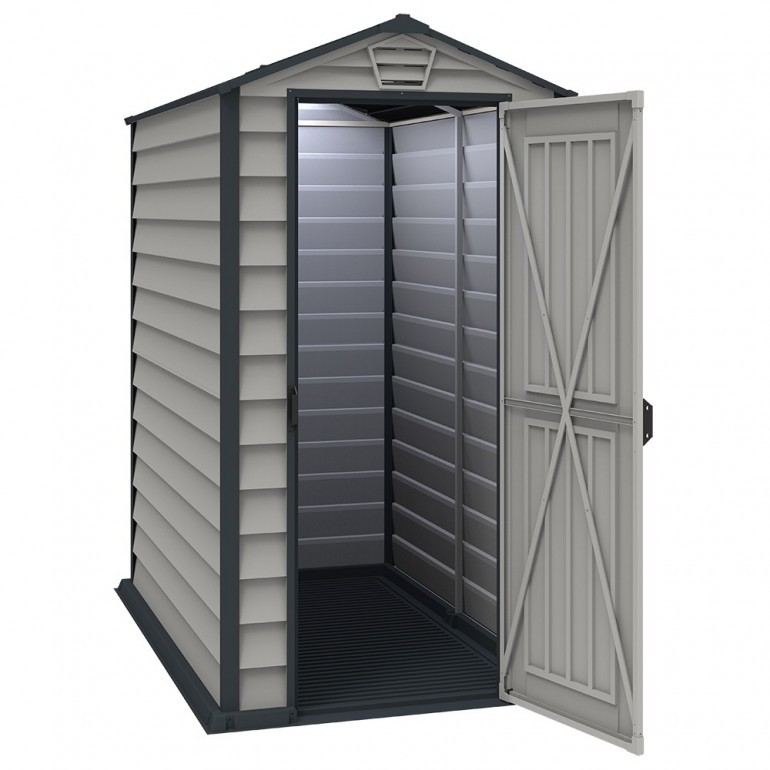 Duramax Casetta in PVC EverMore 4'x6' 104 x 180 x 192 cm da giardino e cortile in plastica colore grigio Duramax Casetta in PVC EverMore 4'x6' 104 x 180 x 192 cm da giardino e cortile in plastica colore grigio