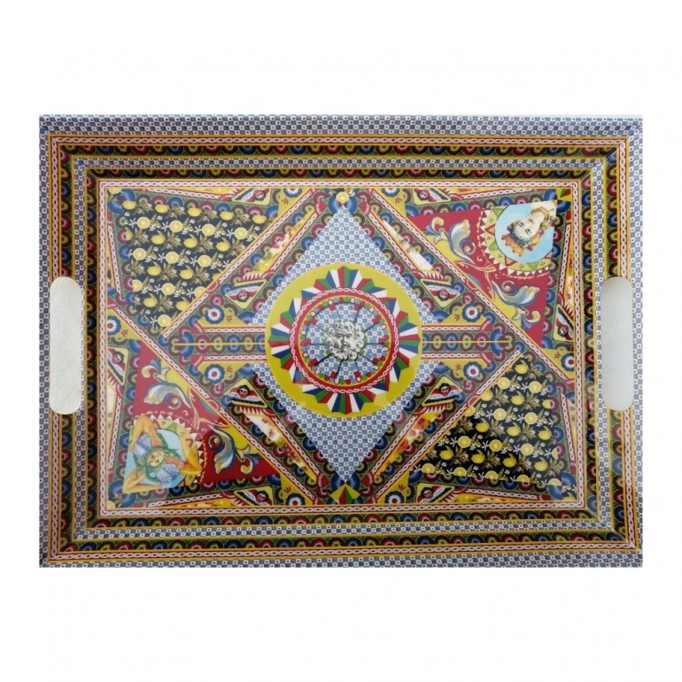 Vassoio con Manici Santa Rosalia in Melamina 49 x 36 cm