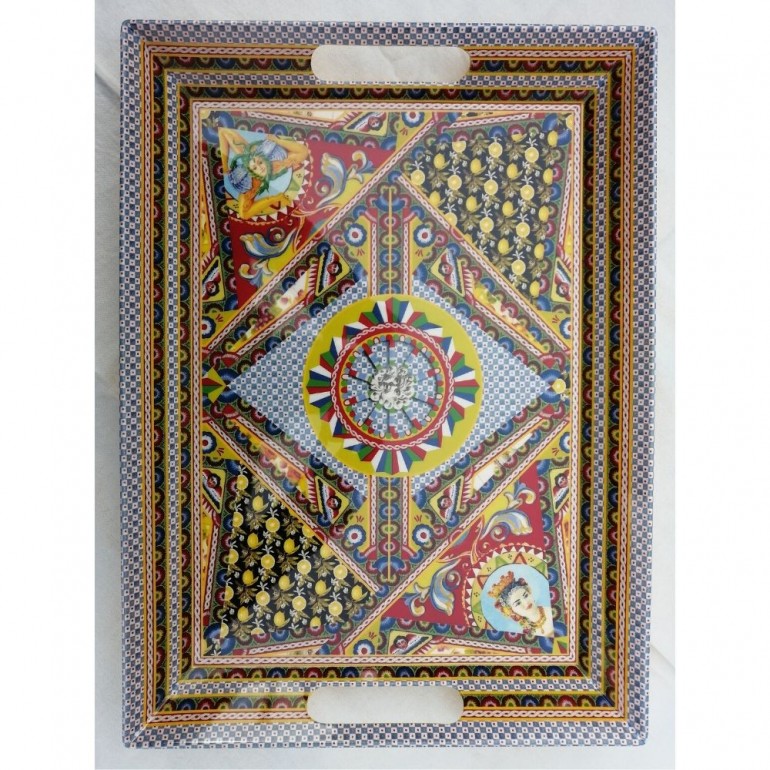Vassoio con Manici Santa Rosalia in Melamina 49 x 36 cm