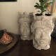Coppia di Vasi Teste di Moro in Resina colore Argilla, altezza 28 cm