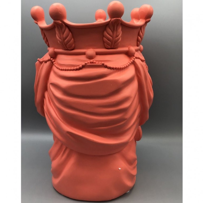 Coppia di Vasi Teste di Moro in Resina colore Argilla, altezza 28 cm