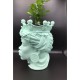 Coppia di Vasi Teste di Moro in Resina colore Corallo, altezza 28 cm