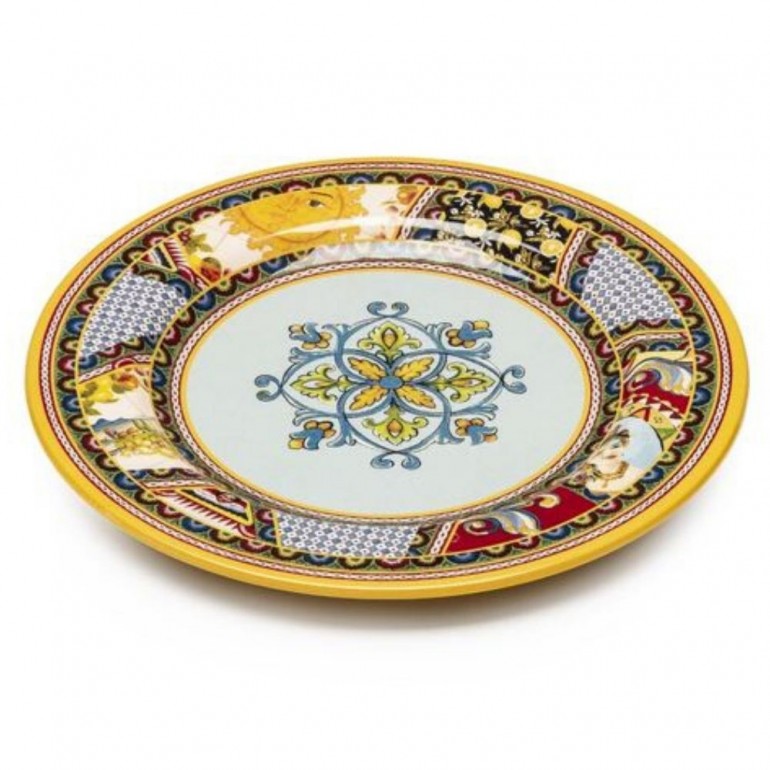Set di 6 Piatti Piani in Melamina da 28 cm Santa Rosalia