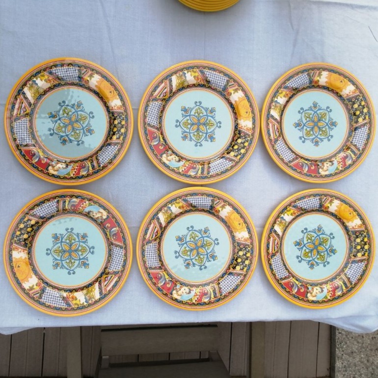 Set di 6 Piatti Piani in Melamina da 28 cm Santa Rosalia