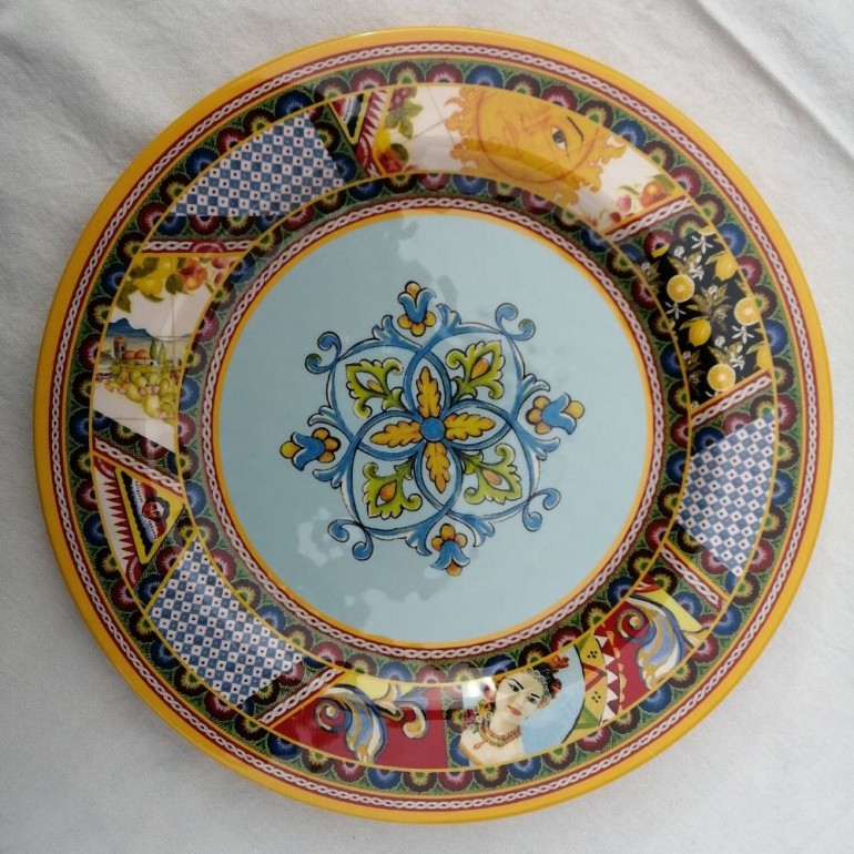 Set di 6 Piatti Piani in Melamina da 28 cm Santa Rosalia
