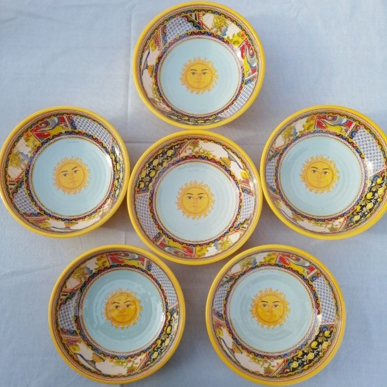 Set di 6 Piatti Fondi in Melamina da 20 cm Santa Rosalia