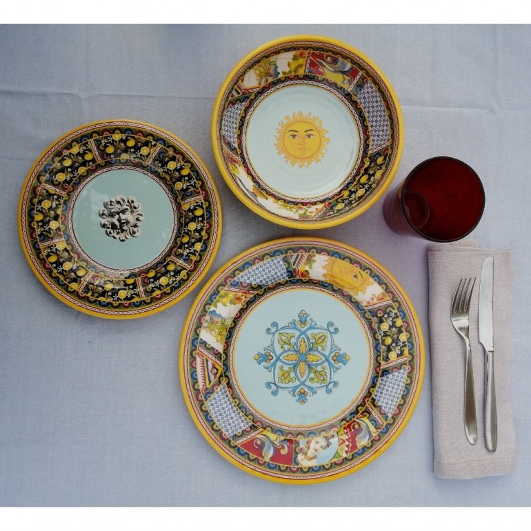 Set di 6 Piatti Fondi in Melamina da 20 cm Santa Rosalia