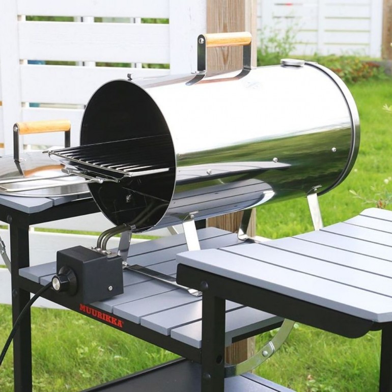 Smoker in Acciaio Inox. Affumicatore elettrico Muurikka PRO 1100 watt, 25 x 50 cm, superficie di cottura 24 x 42 cm