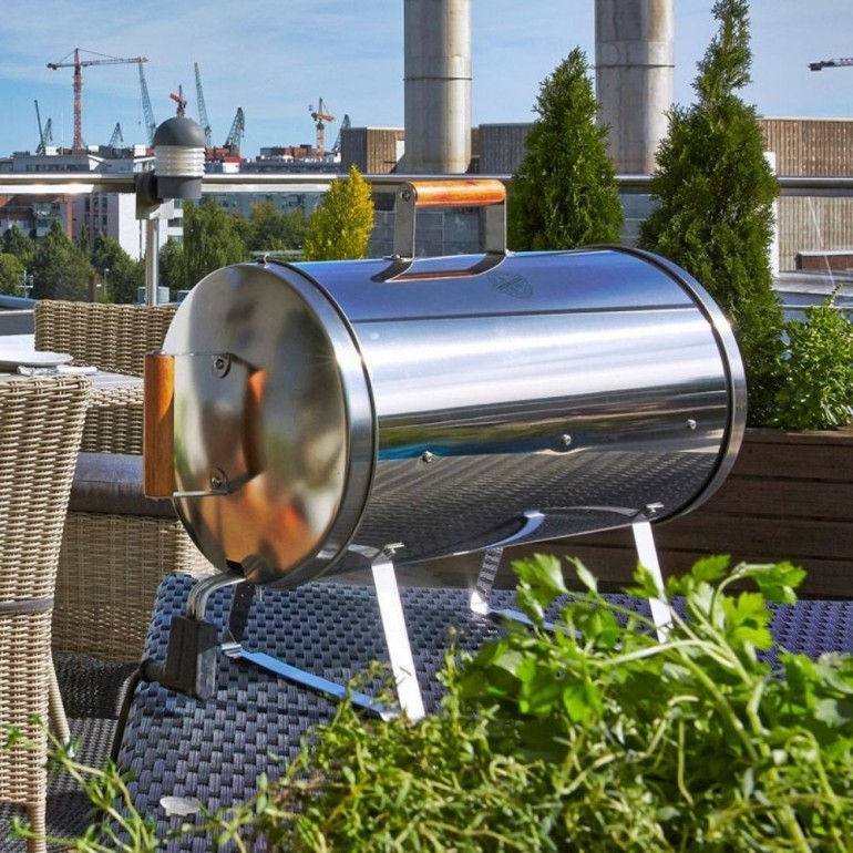 Smoker in Acciaio Inox. Affumicatore elettrico Muurikka PRO 1100 watt, 25 x 50 cm, superficie di cottura 24 x 42 cm