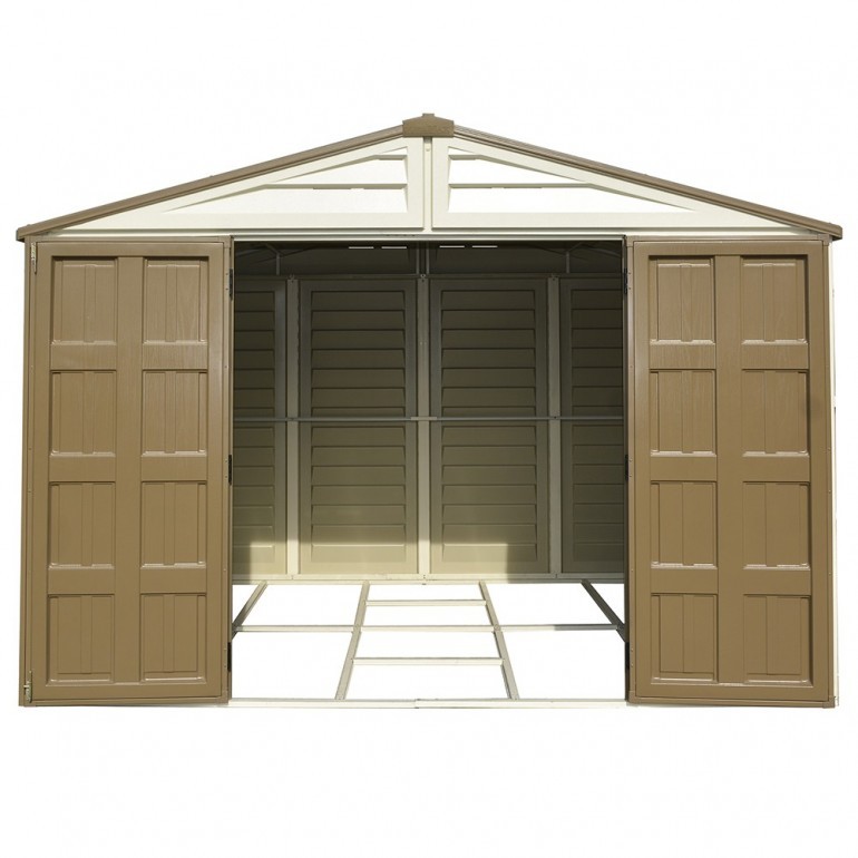 Casetta in PVC WoodBridge 10,5'x8' Duramax 325 x 240 x 233 cm da giardino e cortile in plastica colore beige/avorio e marrone