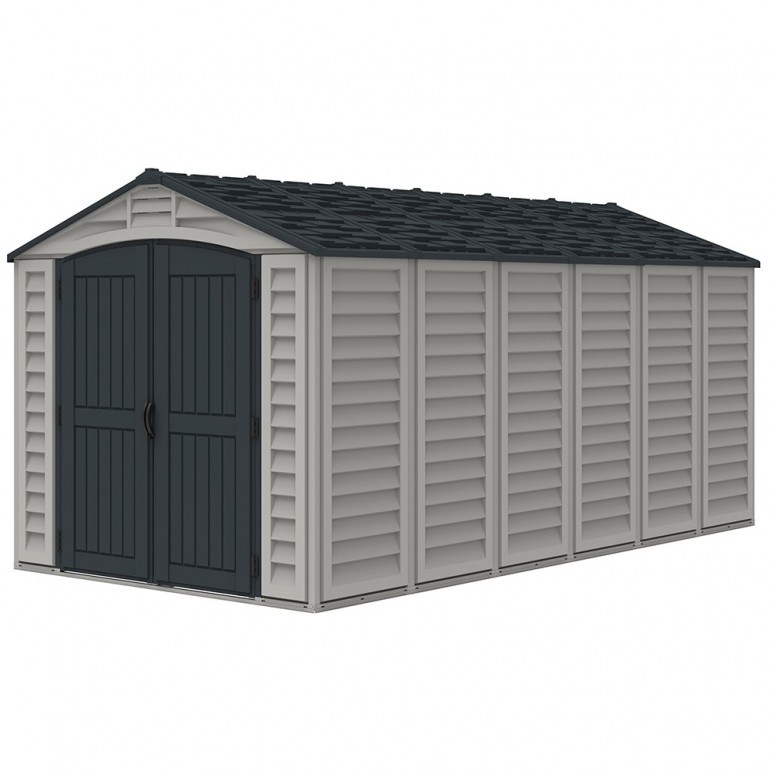 Casetta grande garage in PVC Apex Pro PLUS 15'x8' Duramax da giardino e cortile 476 x 246 x 235 cm colore grigio