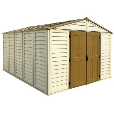 Casetta in PVC grande WoodBridge 10,5'x13' Duramax 325 x 405 x 233 cm da giardino e cortile in plastica beige/avorio e marrone