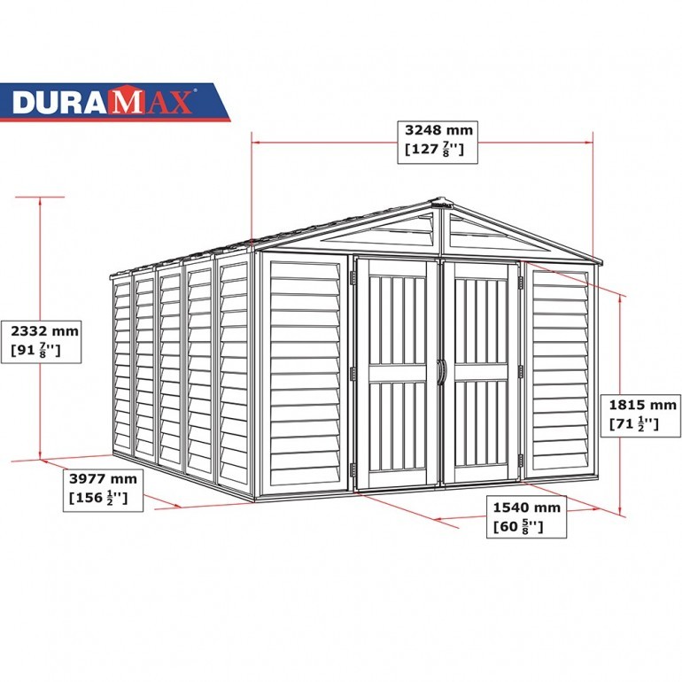 Casetta in PVC grande WoodBridge 10,5'x13' Duramax 325 x 398 x 233 cm da giardino e cortile in plastica beige/avorio e marrone