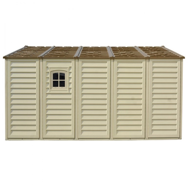 Casetta in PVC grande WoodBridge 10,5'x13' Duramax 325 x 398 x 233 cm da giardino e cortile in plastica beige/avorio e marrone