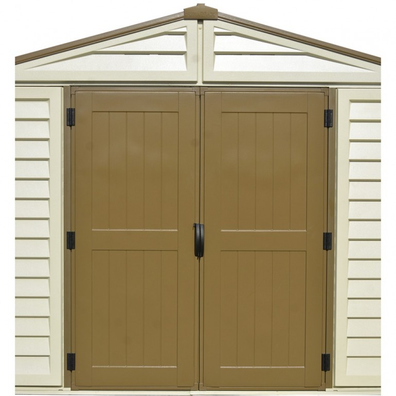 Casetta in PVC grande WoodBridge 10,5'x13' Duramax 325 x 398 x 233 cm da giardino e cortile in plastica beige/avorio e marrone
