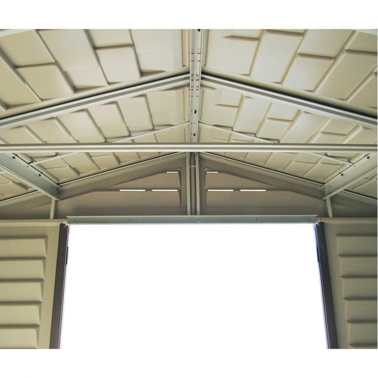 Casetta in PVC grande WoodBridge 10,5'x13' Duramax 325 x 398 x 233 cm da giardino e cortile in plastica beige/avorio e marrone