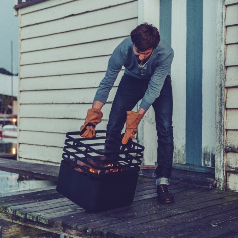 CUBE Höfats braciere da esterno corten design con griglia barbecue con accessori