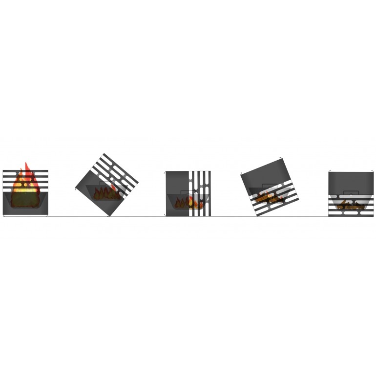CUBE Höfats braciere da esterno corten design con griglia barbecue con accessori