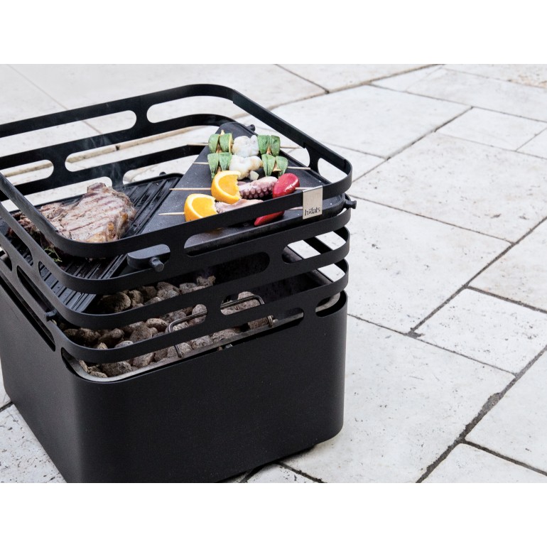 CUBE Höfats braciere da esterno corten design con griglia barbecue con accessori
