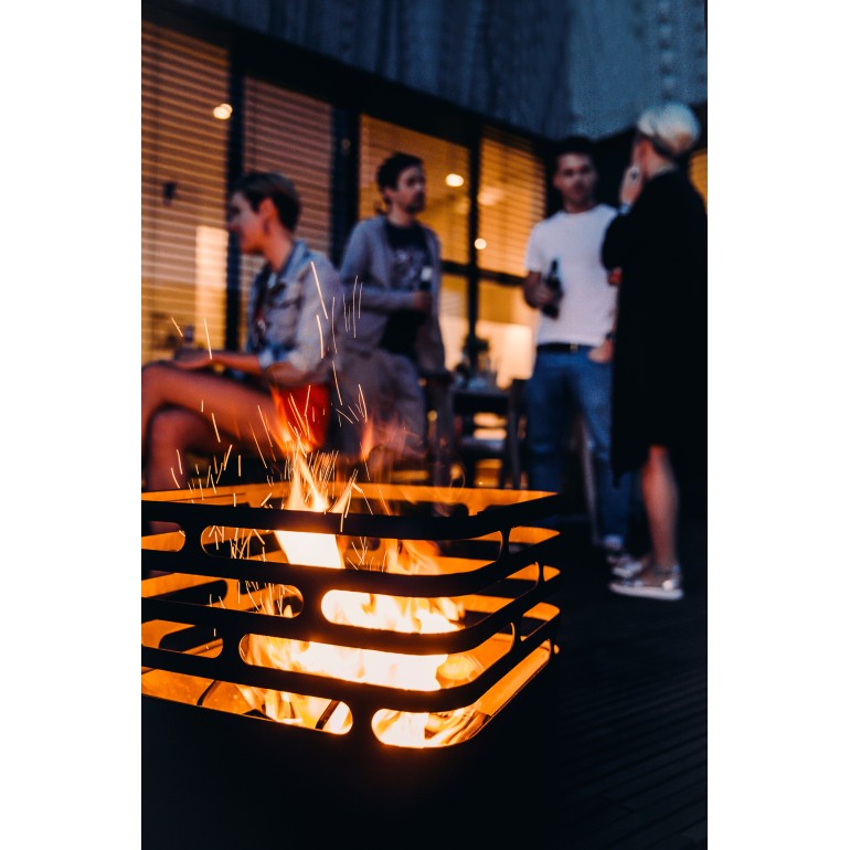CUBE Höfats braciere da esterno corten design con griglia barbecue con accessori